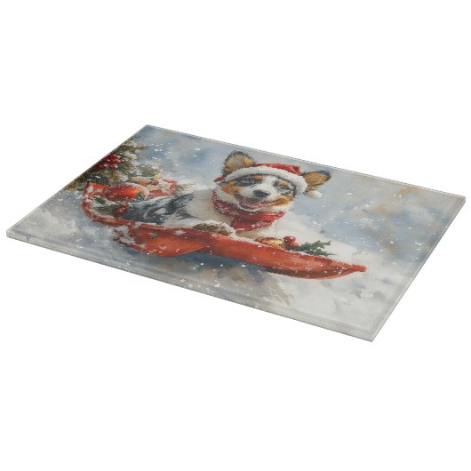 Australisch vee in slee laat het sneeuwen Kerstmis Snijplank (Hoek)