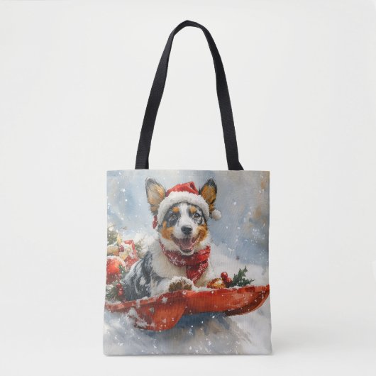 Australisch vee in slee laat het sneeuwen Kerstmis Tote Bag (Voorkant)
