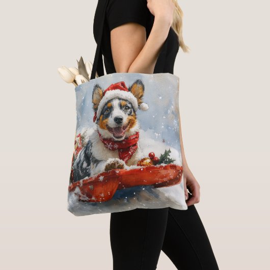 Australisch vee in slee laat het sneeuwen Kerstmis Tote Bag (Dichtbij)
