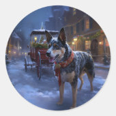 Australisch vee Kerstmis Feestelijk Seizoen Ronde Sticker (Voorkant)