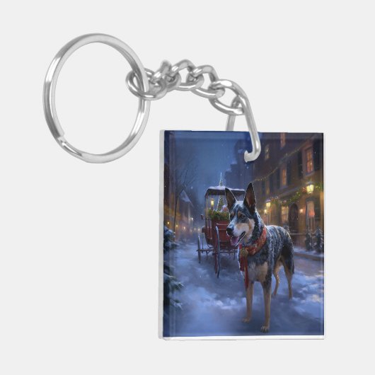 Australisch vee Kerstmis Feestelijk Seizoen Sleutelhanger (Voorkant Links)