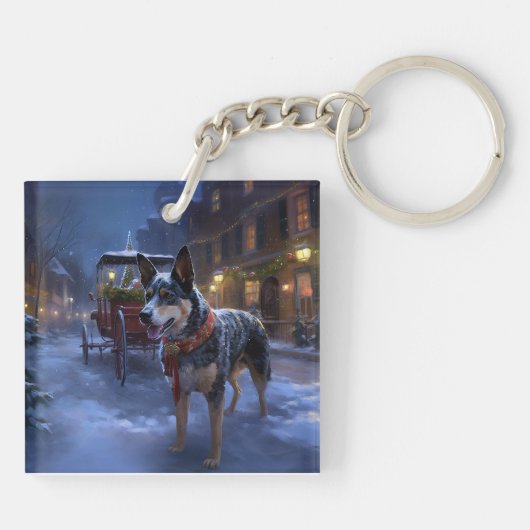 Australisch vee Kerstmis Feestelijk Seizoen Sleutelhanger (Achterkant)