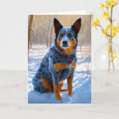 Australisch vee liet het sneeuwKerstmis Kaart (Gele Bloem)