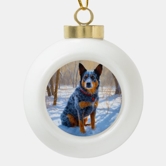 Australisch vee liet het sneeuwKerstmis Keramische Bal Ornament (Voorkant)