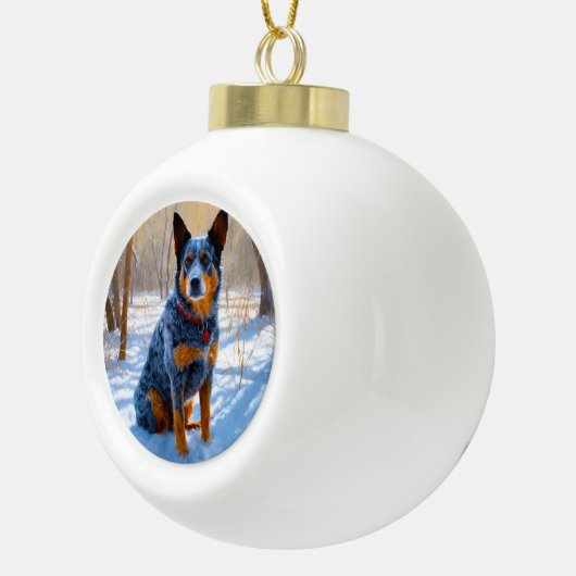 Australisch vee liet het sneeuwKerstmis Keramische Bal Ornament (Rechts)