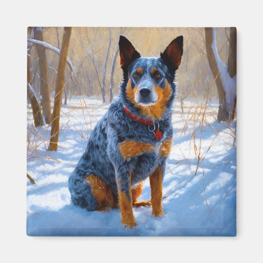 Australisch vee liet het sneeuwKerstmis Magneet (Voorkant)