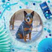 Australisch vee liet het sneeuwKerstmis Papieren Bordje (Feest)