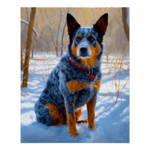 Australisch vee liet het sneeuwKerstmis Perfect Poster