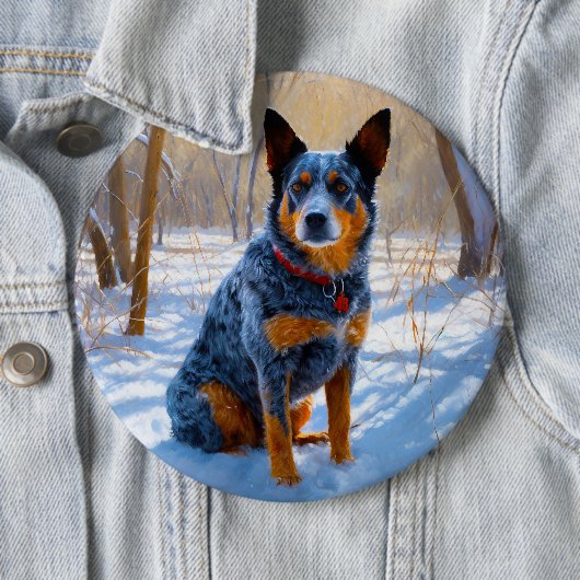 Australisch vee liet het sneeuwKerstmis Ronde Button 6,0 Cm (In situ)