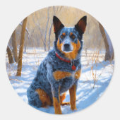 Australisch vee liet het sneeuwKerstmis Ronde Sticker (Voorkant)