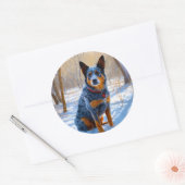 Australisch vee liet het sneeuwKerstmis Ronde Sticker (Envelop)