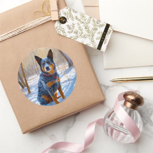 Australisch vee liet het sneeuwKerstmis Ronde Sticker (Geschenken)