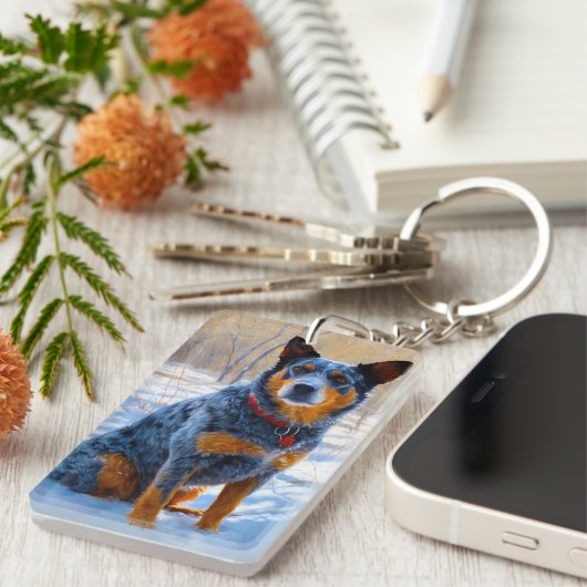 Australisch vee liet het sneeuwKerstmis Sleutelhanger (Voorkant Rechts)