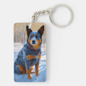 Australisch vee liet het sneeuwKerstmis Sleutelhanger (achterkant)