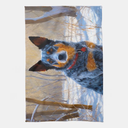 Australisch vee liet het sneeuwKerstmis Theedoek (Verticaal)