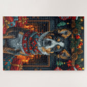 Australisch vee met kerstgeschenken open haard legpuzzel (Horizontaal)