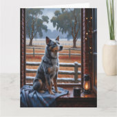 Australisch vee met kerstverlichting vakantie kaart (Voorkant)