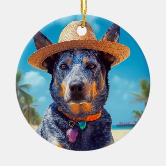 Australisch vee op het strand, hondenliefhebbers z keramisch ornament (Voorkant)