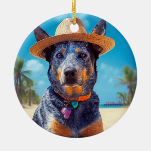 Australisch vee op het strand, hondenliefhebbers z keramisch ornament (Achterkant)