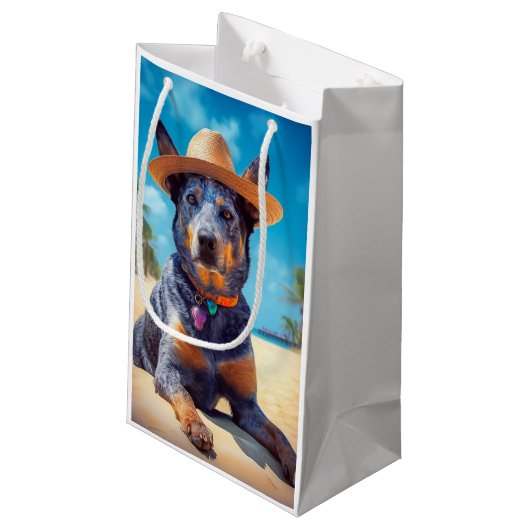 Australisch vee op het strand, hondenliefhebbers z klein cadeauzakje (Achterkant Gekanteld)