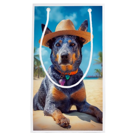 Australisch vee op het strand, hondenliefhebbers z klein cadeauzakje (Voorkant)