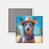 Australisch vee op het strand, hondenliefhebbers z magneet (Voorkant / Achterkant)