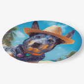 Australisch vee op het strand, hondenliefhebbers z papieren bordje (Gekanteld)