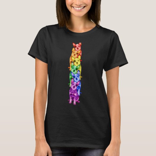 Australisch vee Regenboog Vlag Gay Pride LGBT Hond T-shirt (Voorkant)