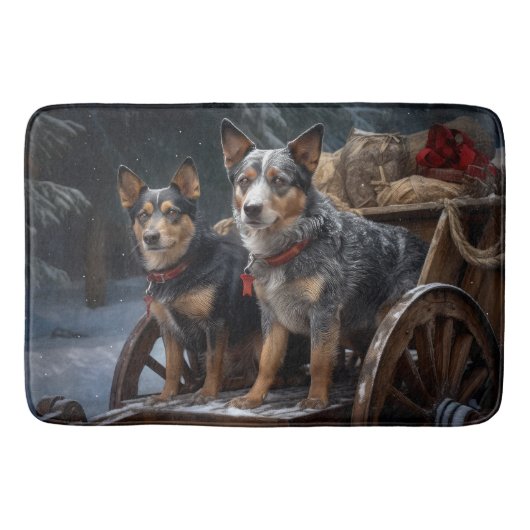 Australisch vee Sneeuwslee Kerstdecoratie Badmat (Voorkant)