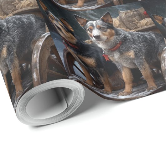 Australisch vee Sneeuwslee Kerstdecoratie Cadeaupapier (Rol Hoek)