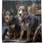 Australisch vee Sneeuwslee Kerstdecoratie Douchegordijn (Voorkant)