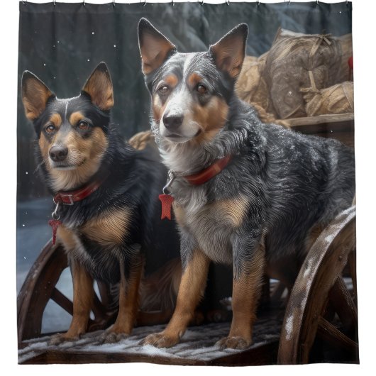 Australisch vee Sneeuwslee Kerstdecoratie Douchegordijn (Voorkant)