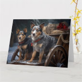 Australisch vee Sneeuwslee Kerstdecoratie Kaart (Gele Bloem)