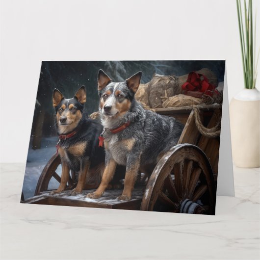 Australisch vee Sneeuwslee Kerstdecoratie Kaart (Voorkant)