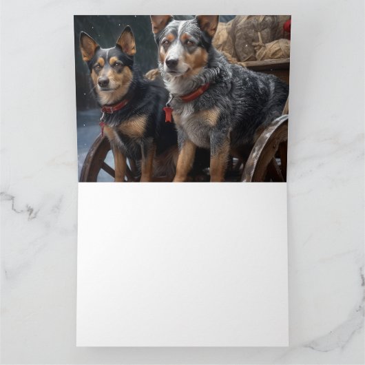 Australisch vee Sneeuwslee Kerstdecoratie Kaart (Binnen)