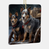 Australisch vee Sneeuwslee Kerstdecoratie Keramisch Ornament (Rechts)