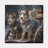 Australisch vee Sneeuwslee Kerstdecoratie Magneet (Voorkant)