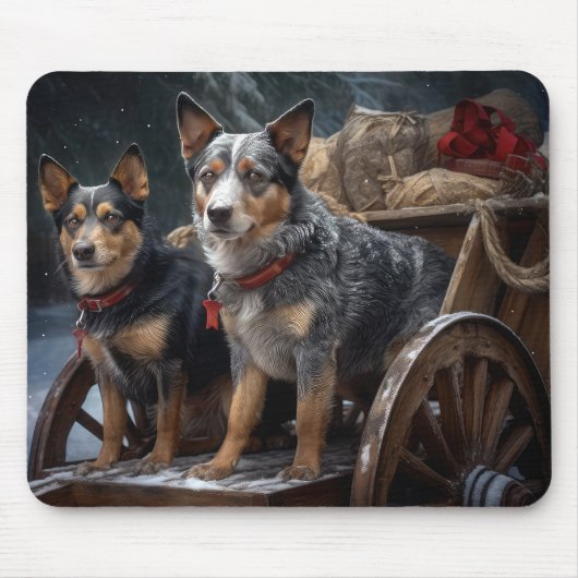 Australisch vee Sneeuwslee Kerstdecoratie Muismat (Voorkant)