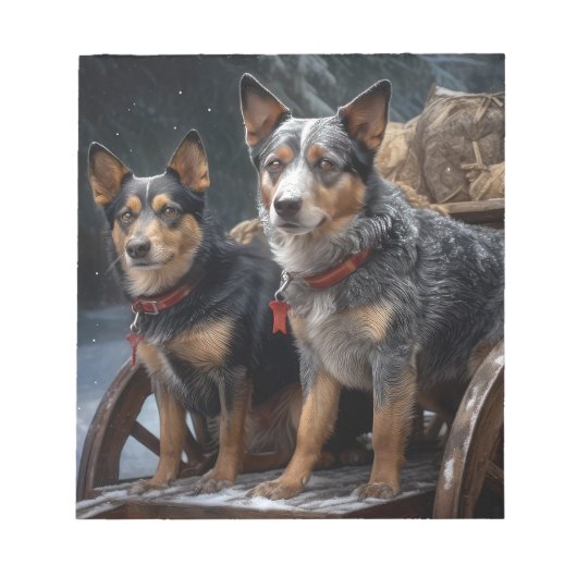 Australisch vee Sneeuwslee Kerstdecoratie Notitieblok (Voorkant)