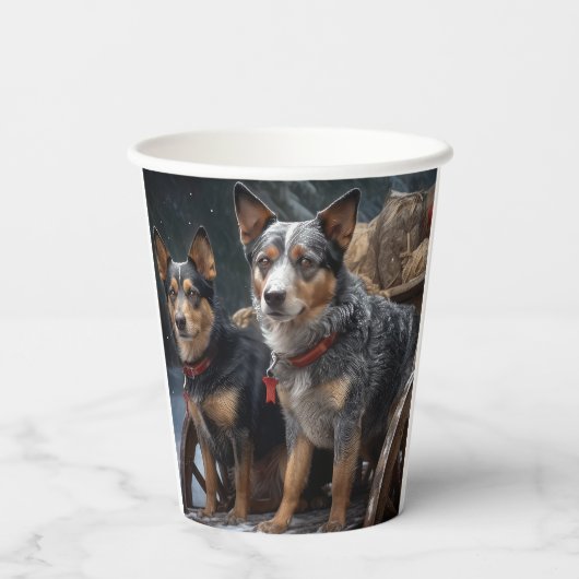 Australisch vee Sneeuwslee Kerstdecoratie Papieren Bekers (Achterkant)