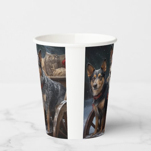 Australisch vee Sneeuwslee Kerstdecoratie Papieren Bekers (Links)