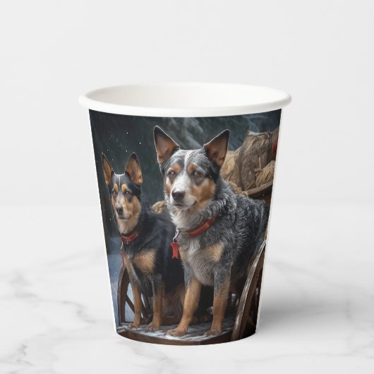 Australisch vee Sneeuwslee Kerstdecoratie Papieren Bekers (Voorkant)