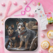 Australisch vee Sneeuwslee Kerstdecoratie Papieren Bordje (Feest)