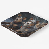 Australisch vee Sneeuwslee Kerstdecoratie Papieren Bordje (Gebogen)