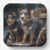 Australisch vee Sneeuwslee Kerstdecoratie Papieren Bordje (Voorkant)