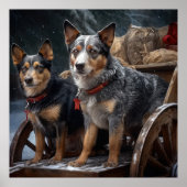 Australisch vee Sneeuwslee Kerstdecoratie Poster (Voorkant)