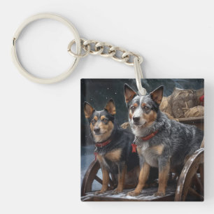 Australisch vee Sneeuwslee Kerstdecoratie Sleutelhanger