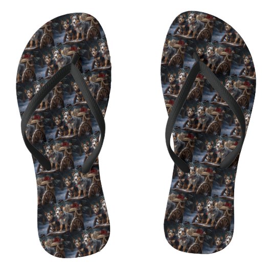 Australisch vee Sneeuwslee Kerstdecoratie Teenslippers (Voetbed)