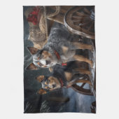 Australisch vee Sneeuwslee Kerstdecoratie Theedoek (Verticaal)