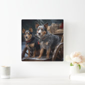 Australisch vee Sneeuwslee Kerstdecoratie Vierkante Klok (Huis)